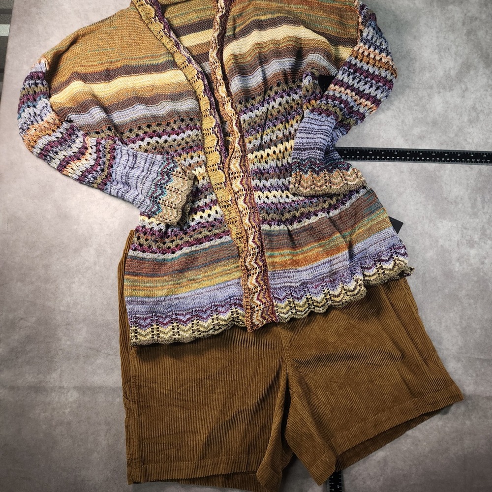 Soft Surroundings 1X Multicolor Crochet Open Knit Cardigan Boho Longline